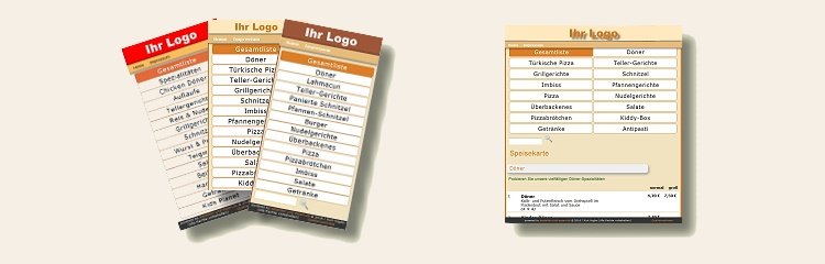 Speisekarte dargestellt auf unterschiedlichen mobilen Geräten